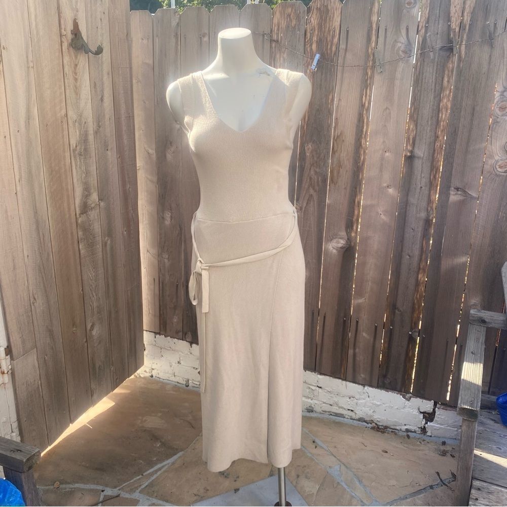 Mango cream knit midi dress size xs